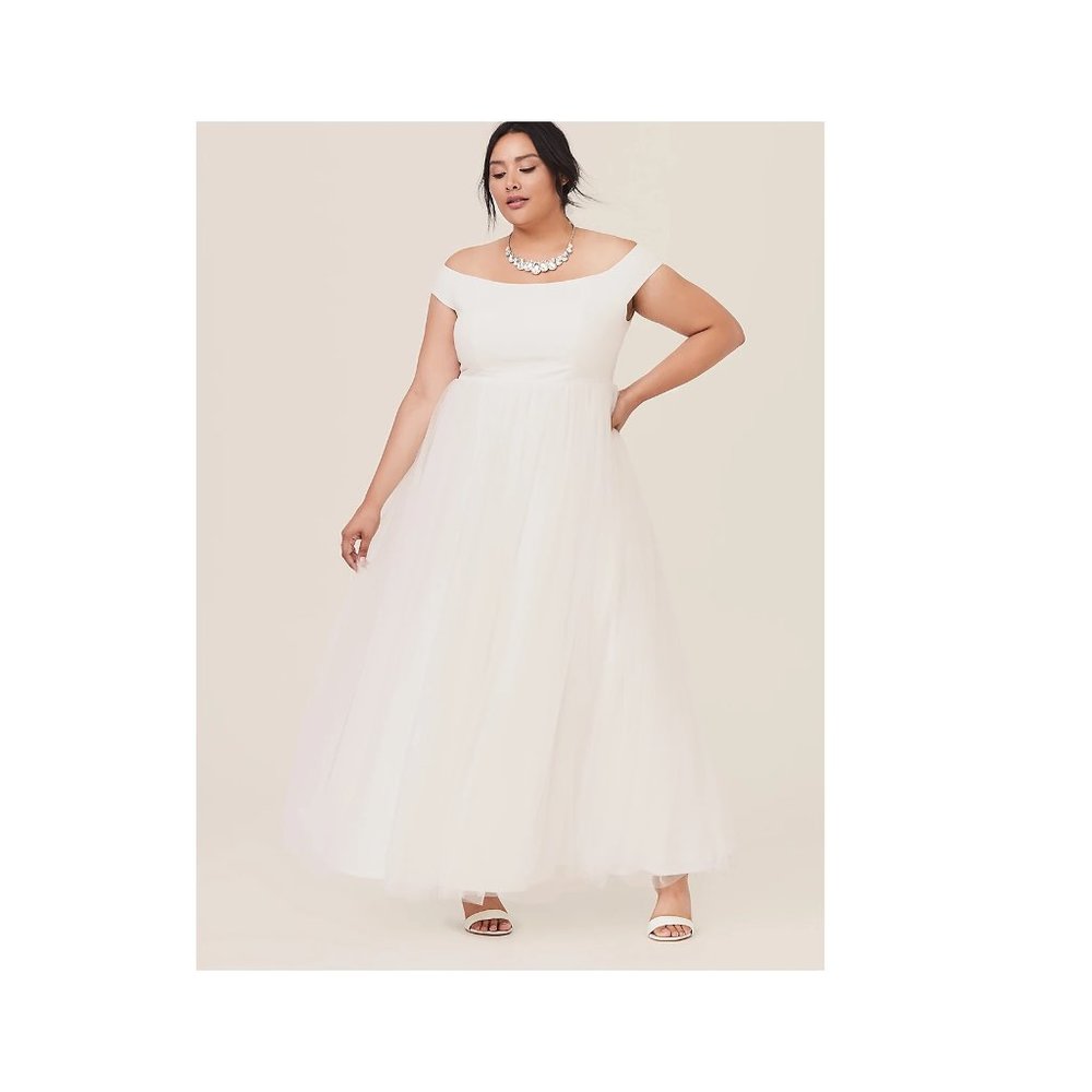 Ivory Off Shoulder Tulle Gown (NWT Wedding Dress)